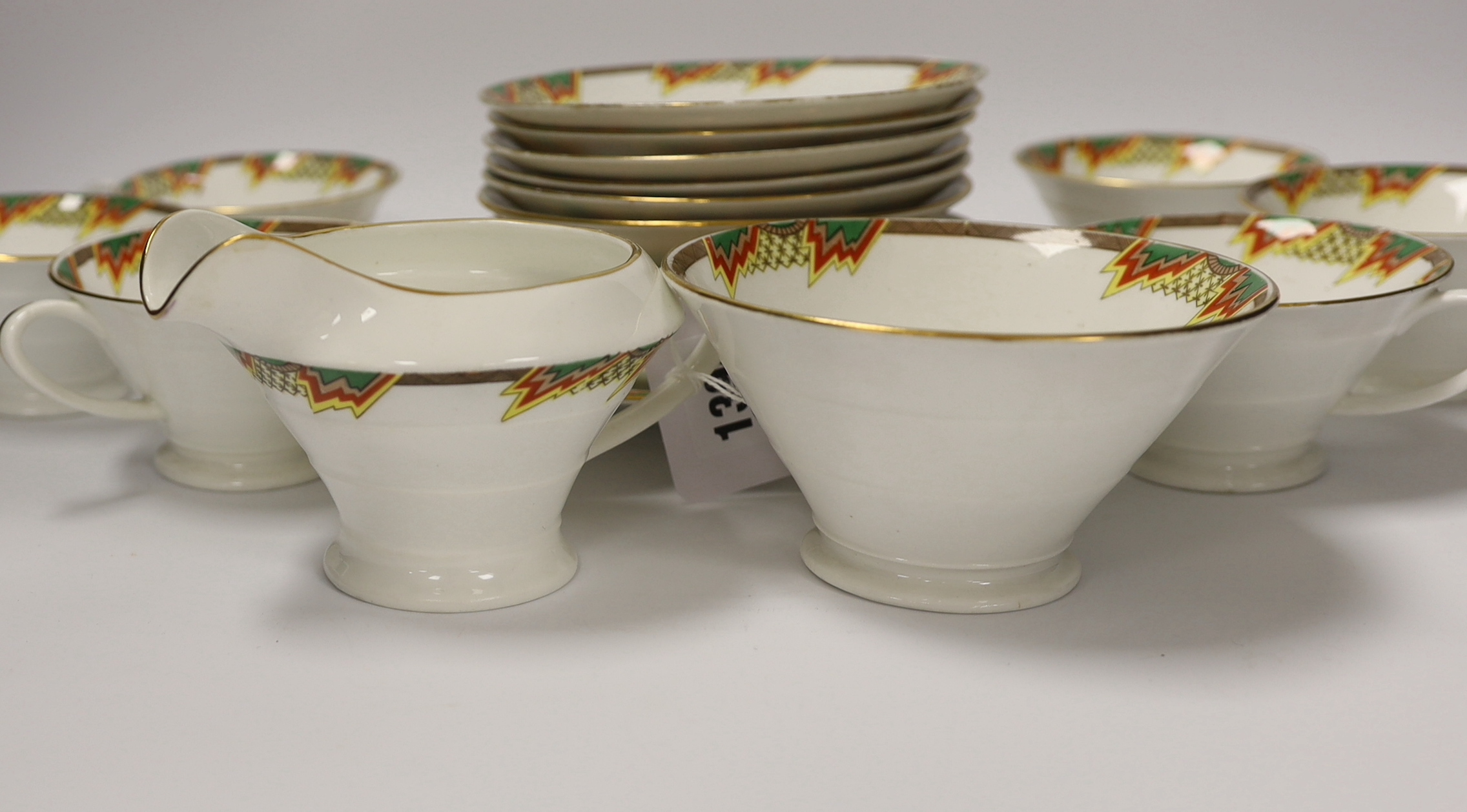 An Art Deco bone china part teaset